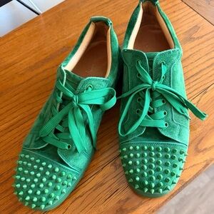 Christian Louboutin Green suede studded sneakers